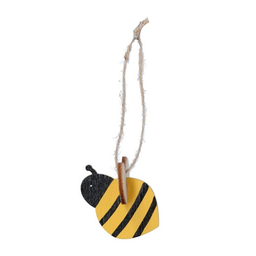Easter Tree Decoration: Wood Flat Bee Painted - Yellow - COUNTRY GARDEN - Gisela Graham