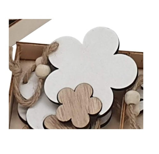 Easter Tree Decoration: Wood Flower in Flower NATURAL WORLD - White