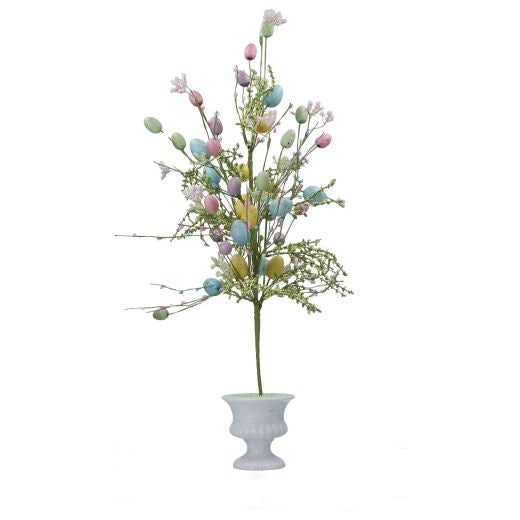 Easter Tree: Twig & Egg Ceramic Pot - Pastel - Gisela Graham