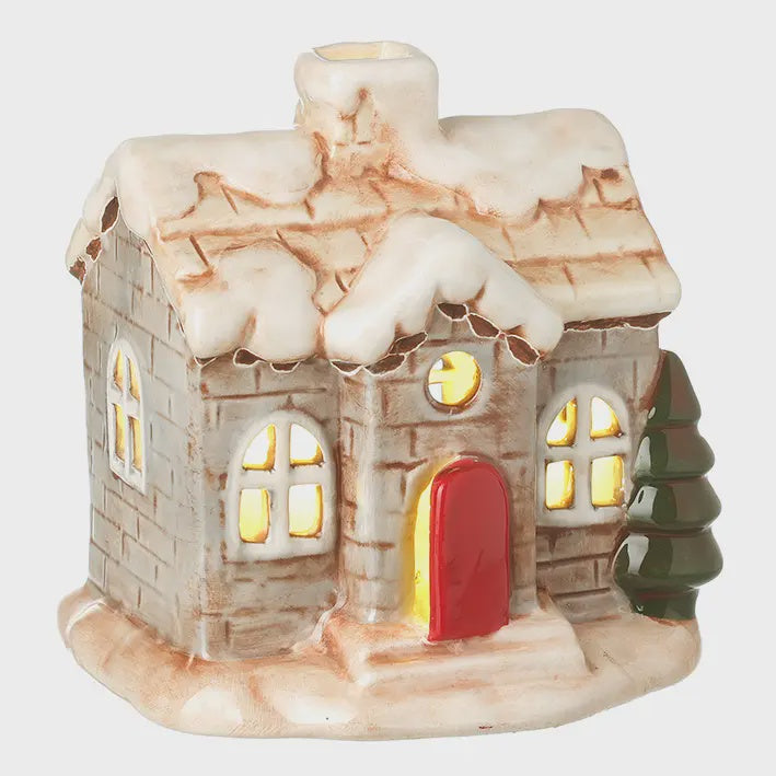 Christmas Ornament: Ceramic Light Up Xmas Cottage  - Heaven Sends
