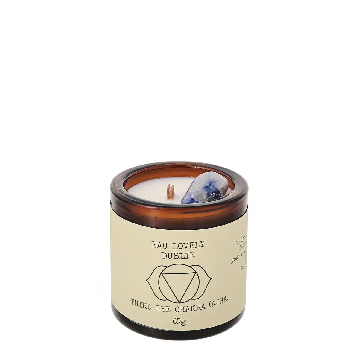Candle: Scented Glass Small Crystal Chakra  Third Eye - Eau Lovely