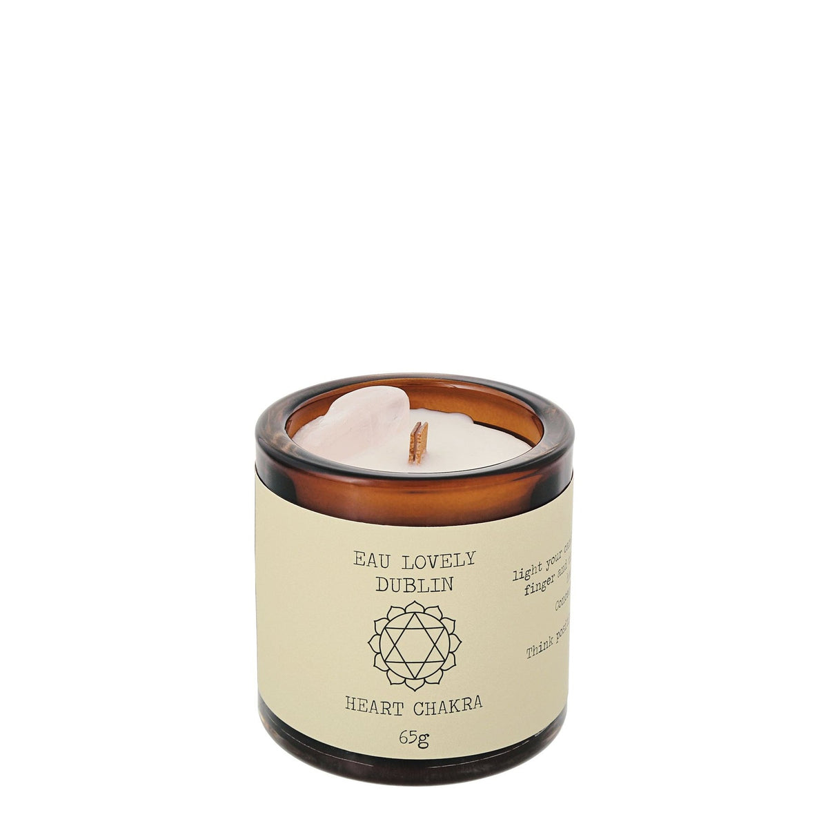 Candle: Scented Glass Small Crystal Chakra  Heart - Eau Lovely