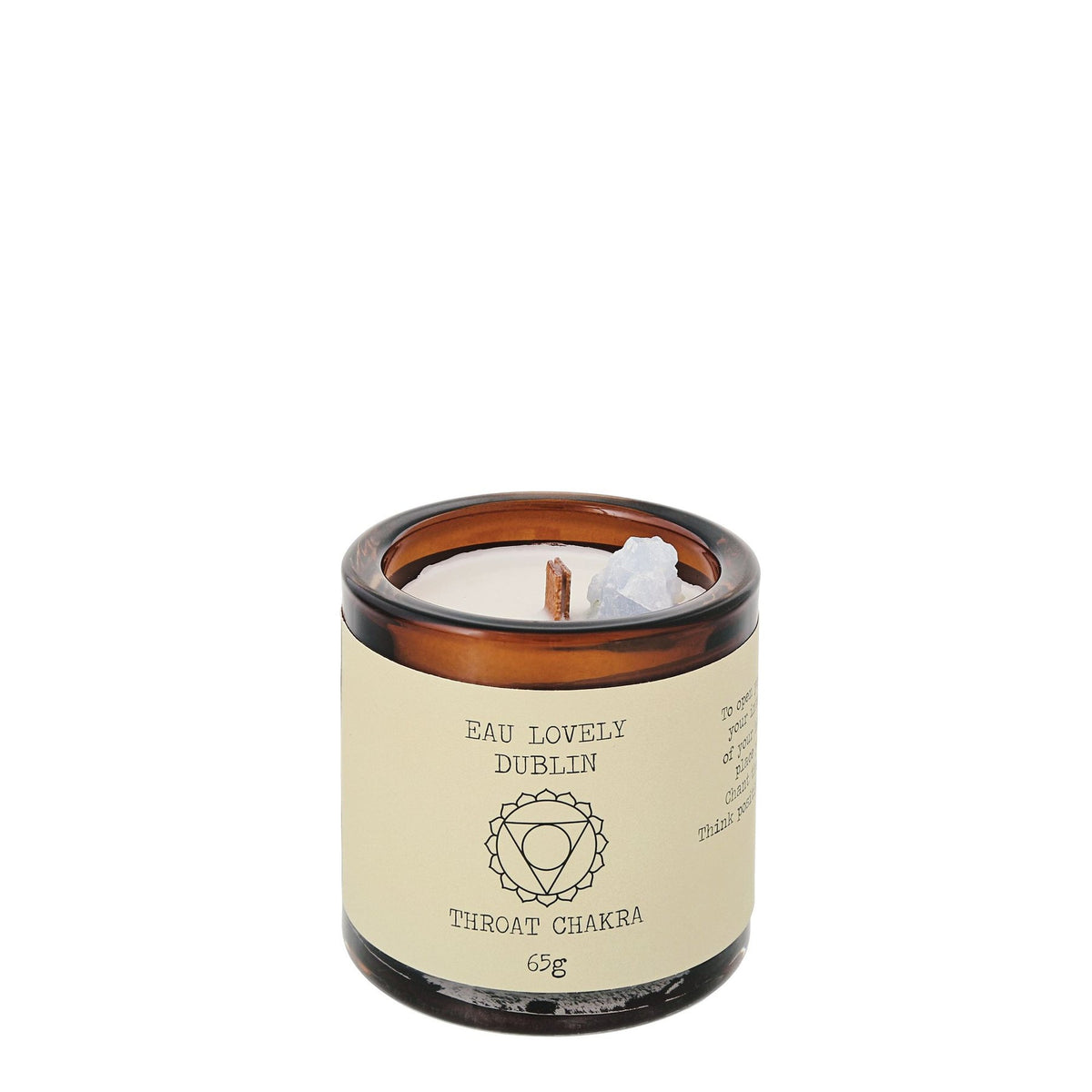Candle: Scented Glass Small Crystal Chakra  Throat - Eau Lovely