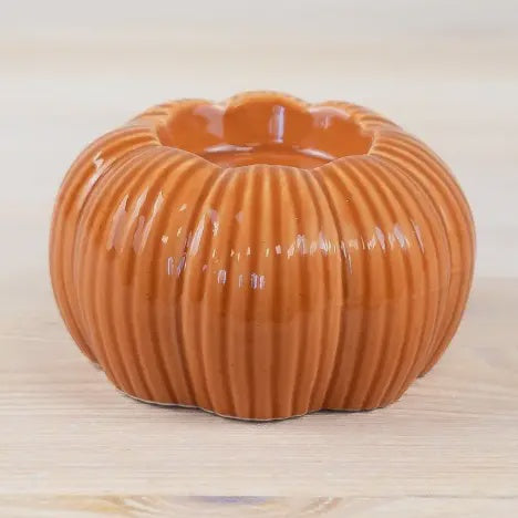 Candle Holder: Ceramic Pumpkin Shaped T-Light Holder 9.3 cm - Orange - Gainsbourough Giftware