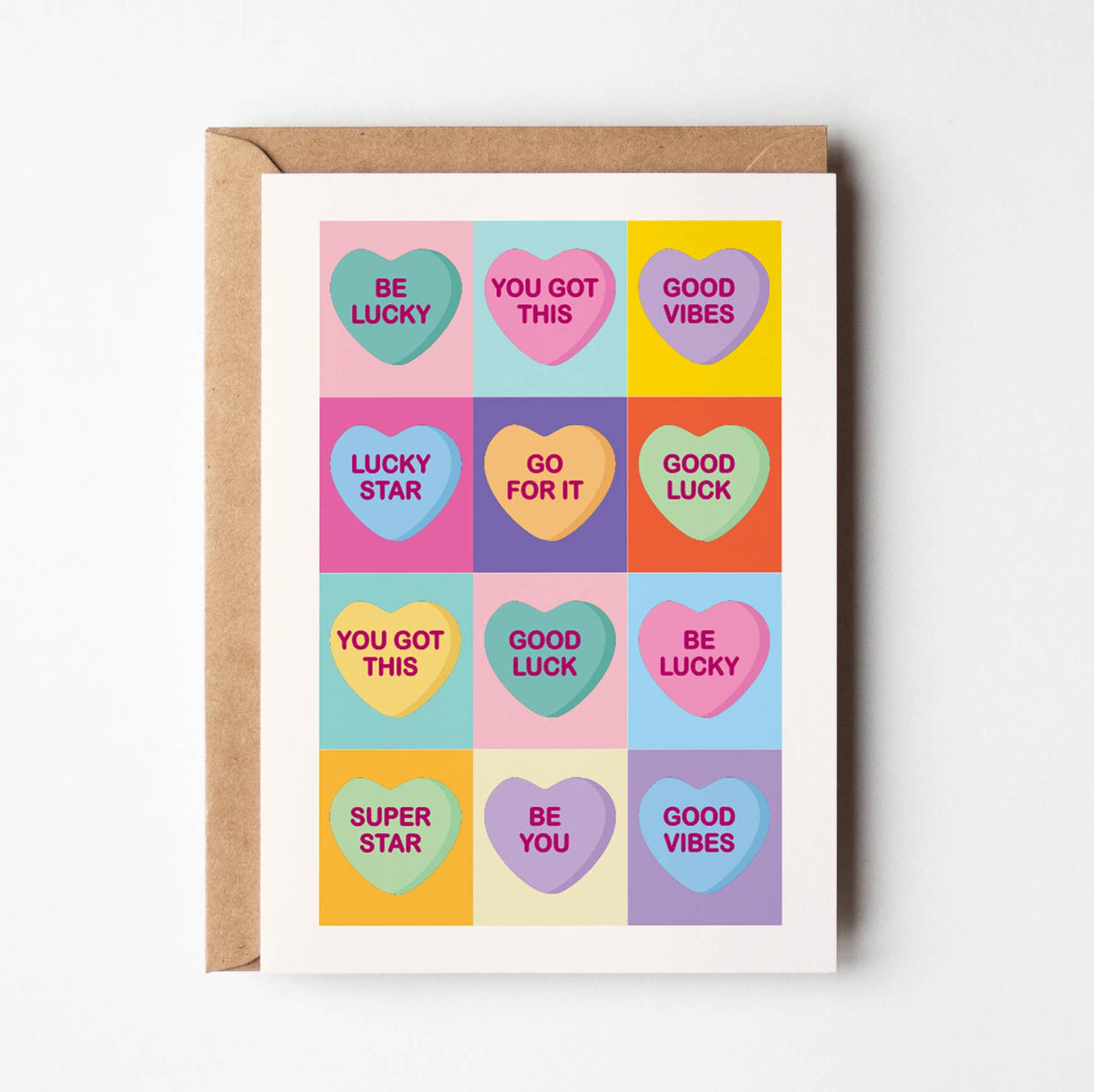 Good Luck Card: Lucky Candy Hearts - Timmy Loves