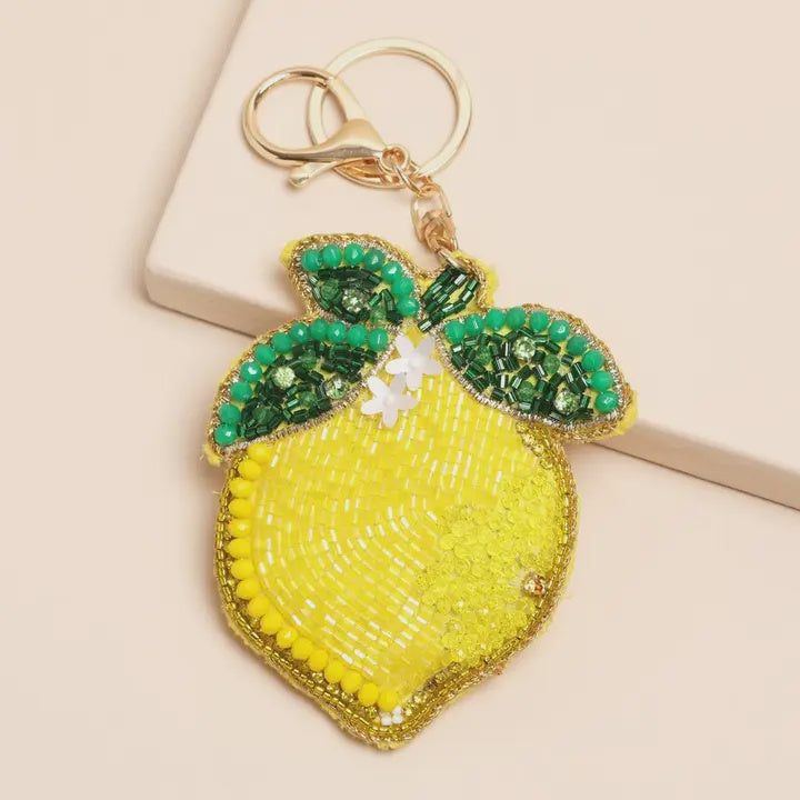 Keyring: Beaded Lemon Charm - Lisa Angel