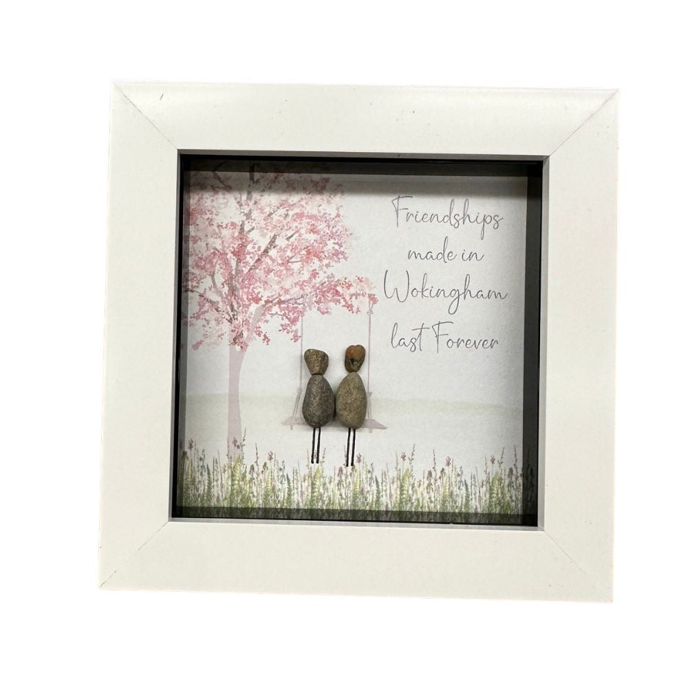 Pebble Picture: Friendships in Wokingham Last Forever - White Box Frame - La de Da Living