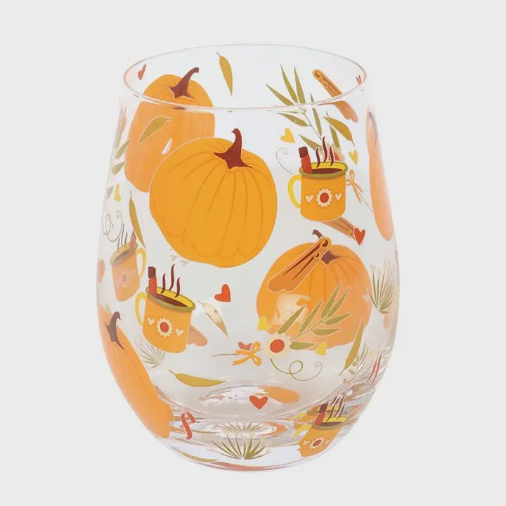 Stemless Wine Glass: Autumnal Boxed - Orange - Something Different