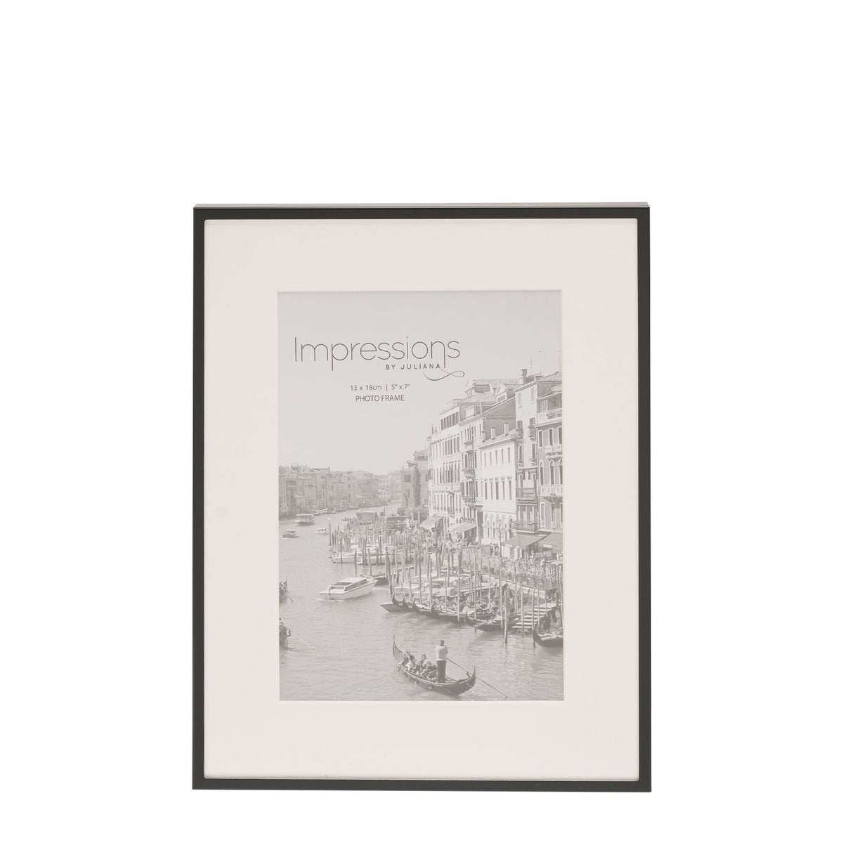 Photo Frame: Metal Modern Mounted 5 x 7 - Black - Impressions