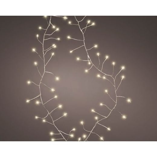 Fairy Lights: Battery Operated Twisted String Warm White100 LED Micro Lights - Silver