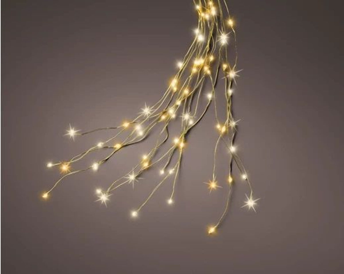 Fairy Lights: Mains Operated Cascade Gold Flashing 408 Lights Wire Micro 32 Strings 1.8m - Warm & Classic White
