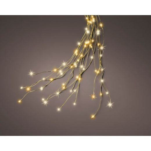 Fairy Lights: Mains Operated Cascade Gold Flashing 672 Lights Wire Micro 32 Strings  2.1m - Warm & Classic White