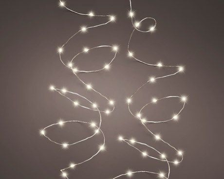 Fairy Lights: Mains Operated String Silver Twinkle 8 Function 120 Lights Timer Wire Micro LED 6m - Warm White