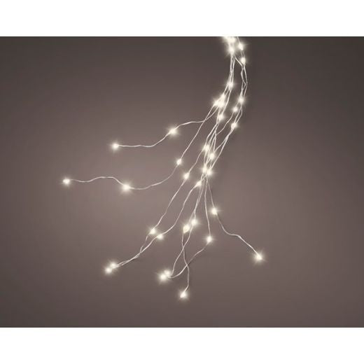 Fairy Lights: Wire Mains Operated Cascade Silver Flashing 408 Lights Wire Micro 12 Strings  1.8m - Warm White