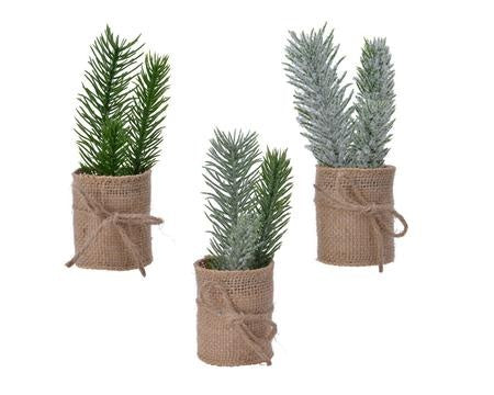 Faux Plant: Fir Tree Jute Bag Assorted Green - Green