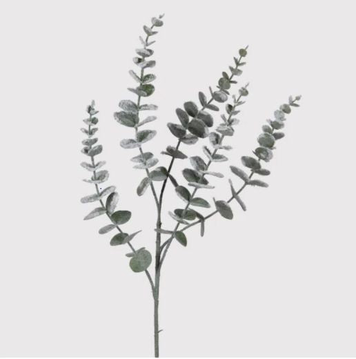 Faux Stem: Frost Flock Eucalyptus - Green