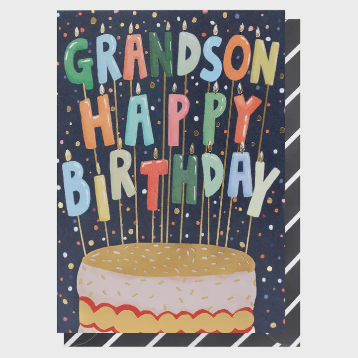 Grandson Card:  Grandson GOLD FOIL - Louise Tiler