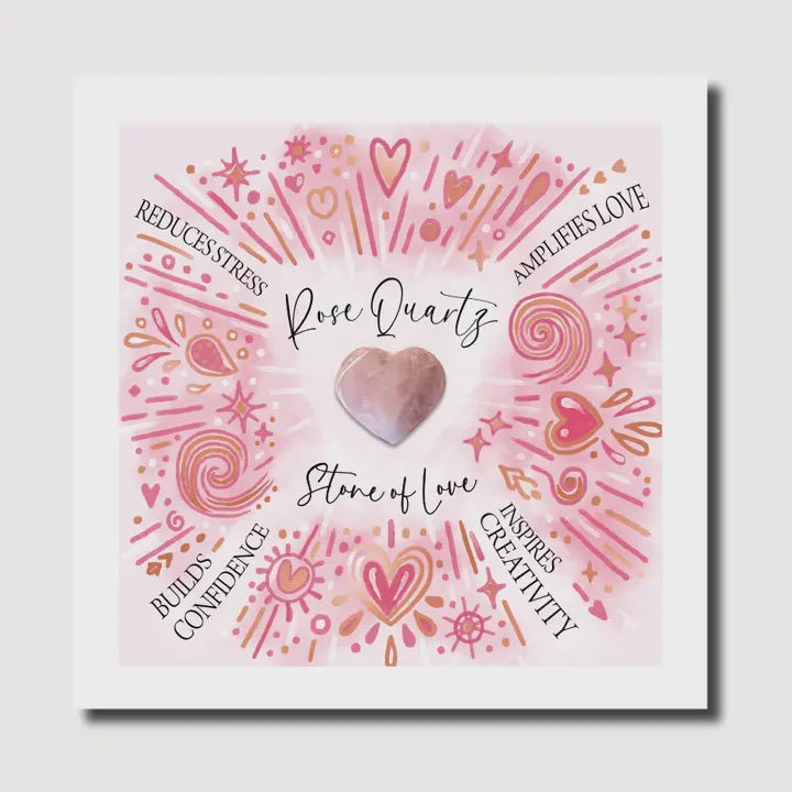 Birthday Card: Love Rose Quartz Keepsake Gemstone - Pink - Paper Salad