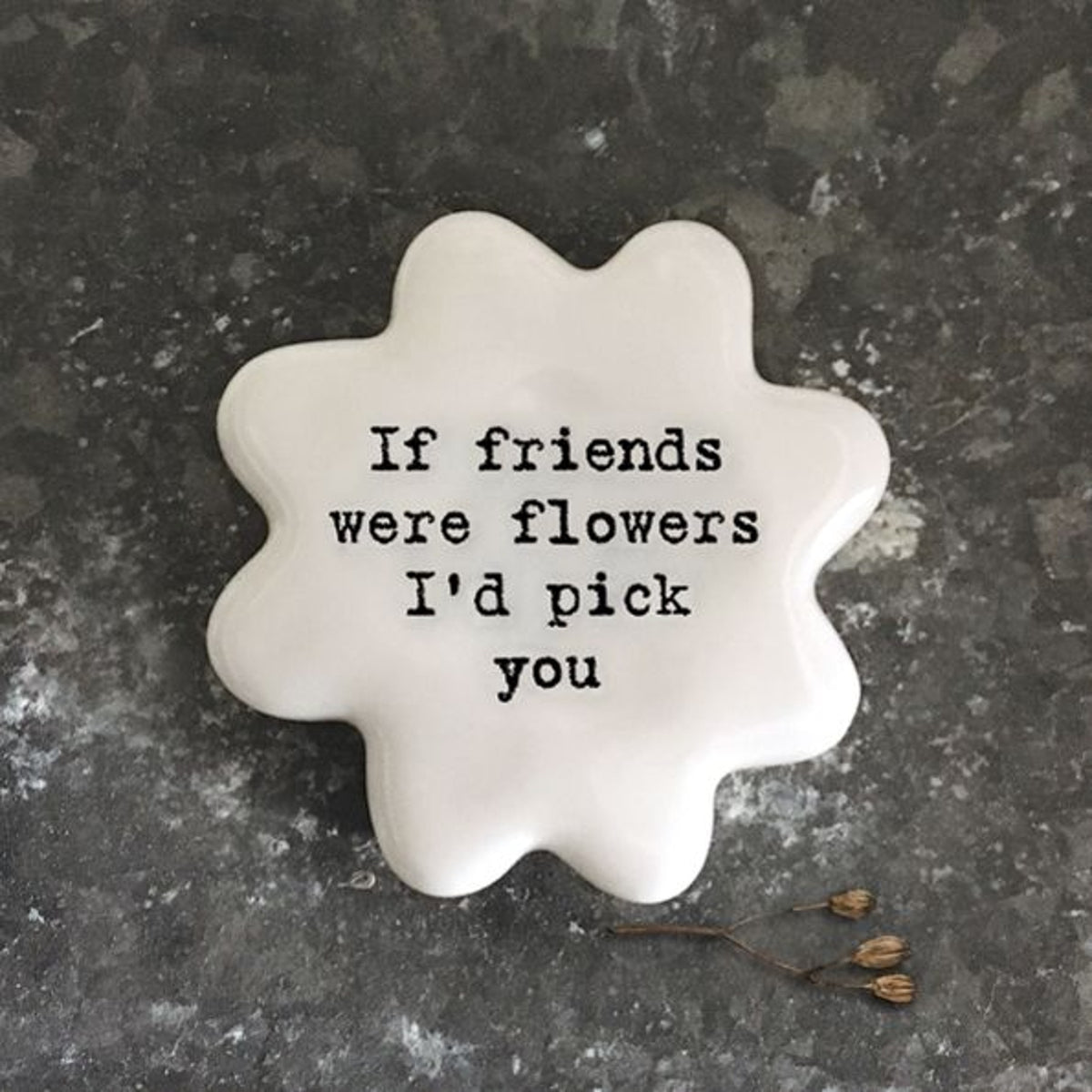 Flower Pebble: Porcelain Token Friends Were Flowers - White