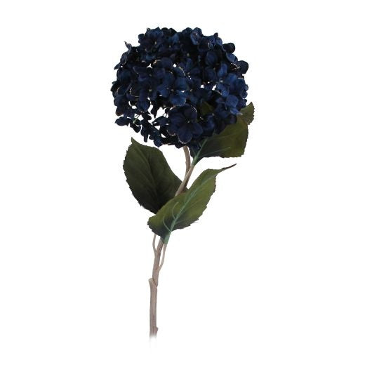 Flower Stem: Faux Giant Hydrangea 68cm - Dark Blue & Gold - Gisela Graham