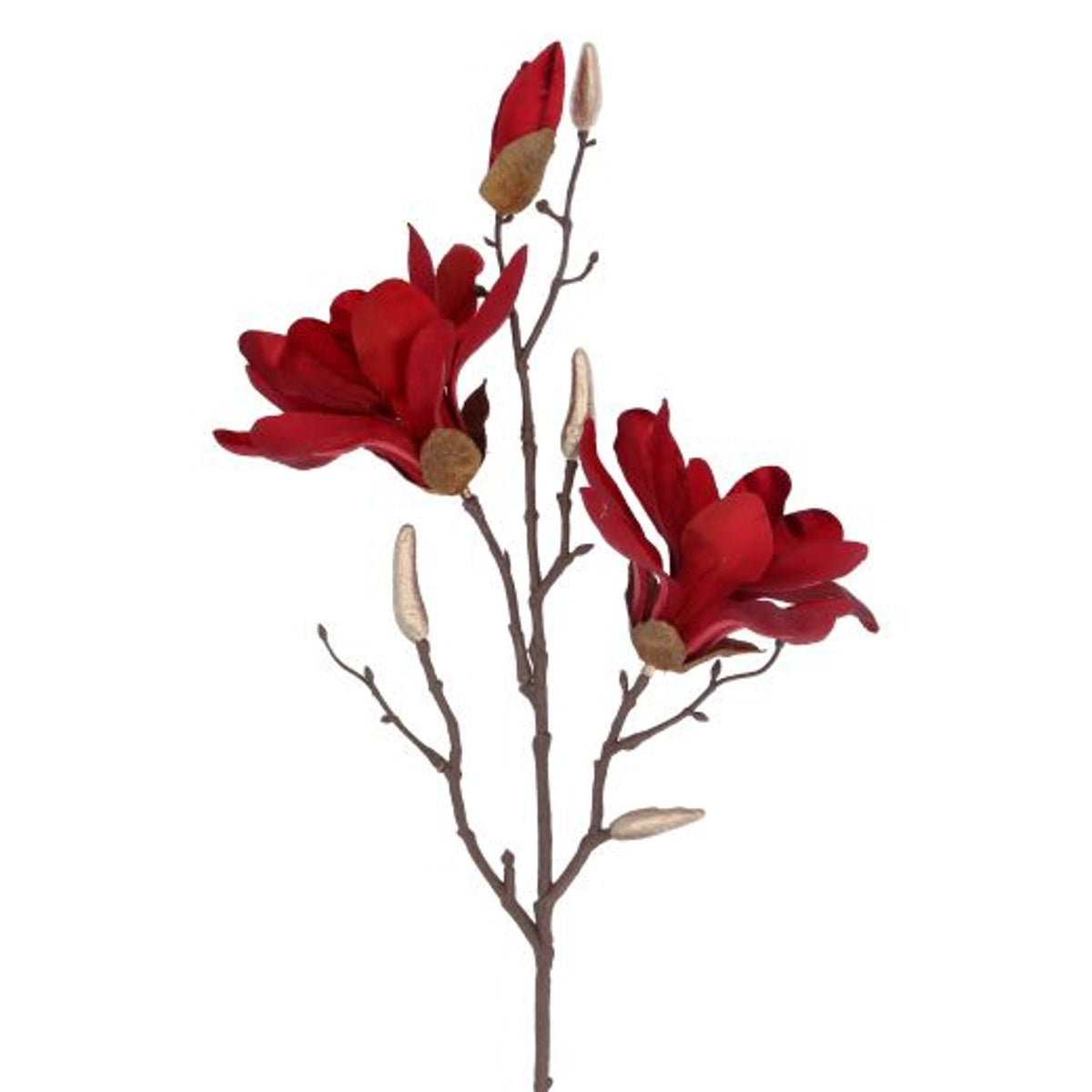Flower Stem: Faux Magnolia Spray 64cm - Red & Gold - Gisela Graham