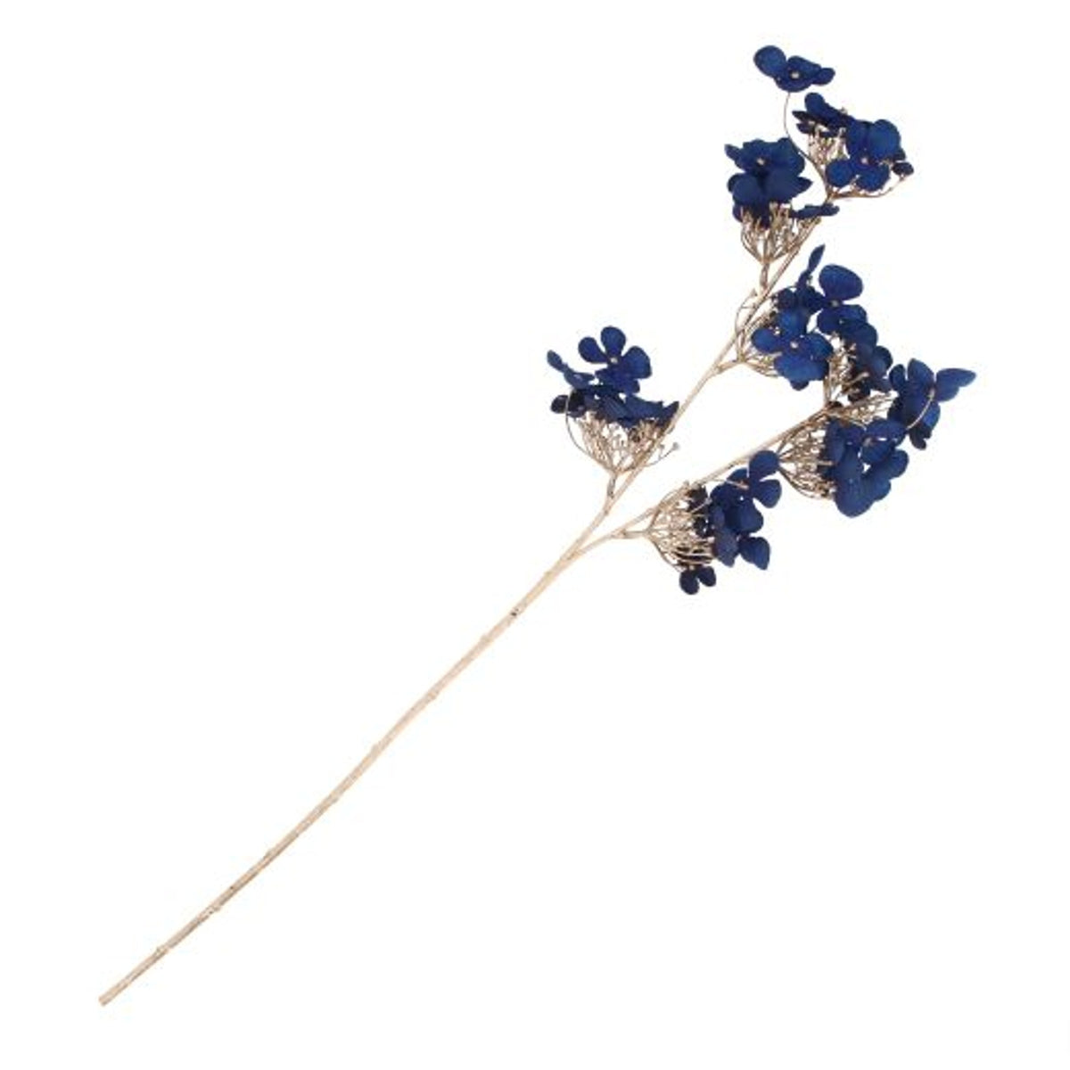 Flower Stem: Faux Small Hydrangea Spray  64cm - Dark Blue & Gold - Gisela Graham
