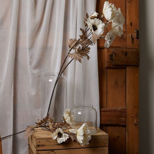 Flower Stem: Poppy Large Handcrafted - White - Hill Interiors