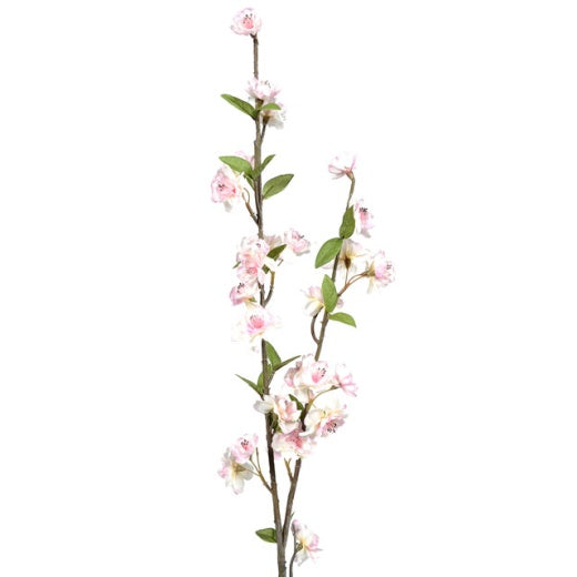 Flower Stem: Tall Double Peach Blossom - Light Pink & Green