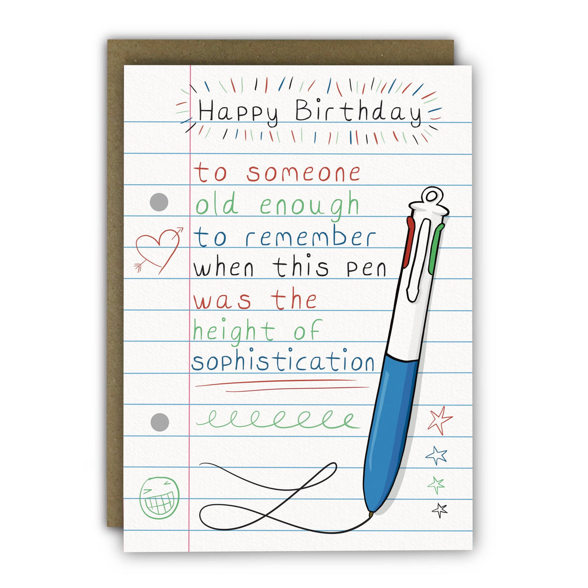 Birthday Card: 4 Coloured Pen Joke - Running With Scissors