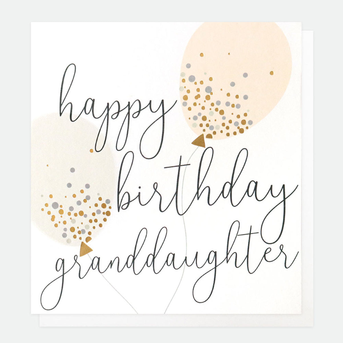 Granddaughter Card: Balloons Gold Foil - Monochrome - Caroline Gardner