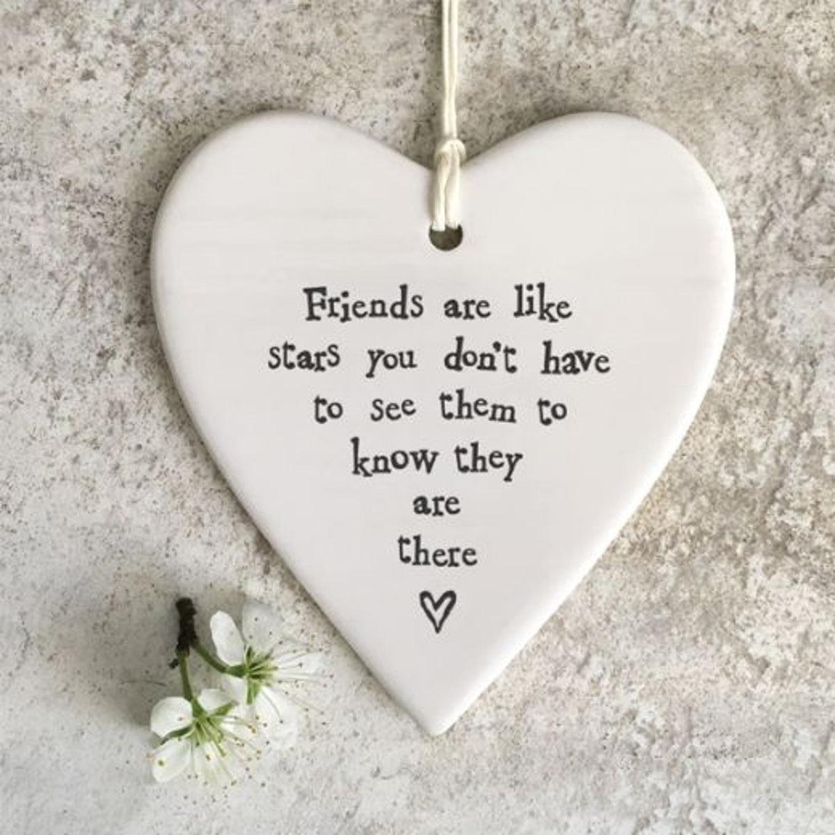 Hanging Dec: Porcelain Heart Large Friends Are Like Stars - East Of India