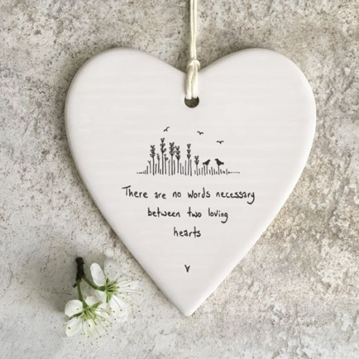 Hanging Dec: Porcelain Heart Two Loving Hearts Large - White - East of India