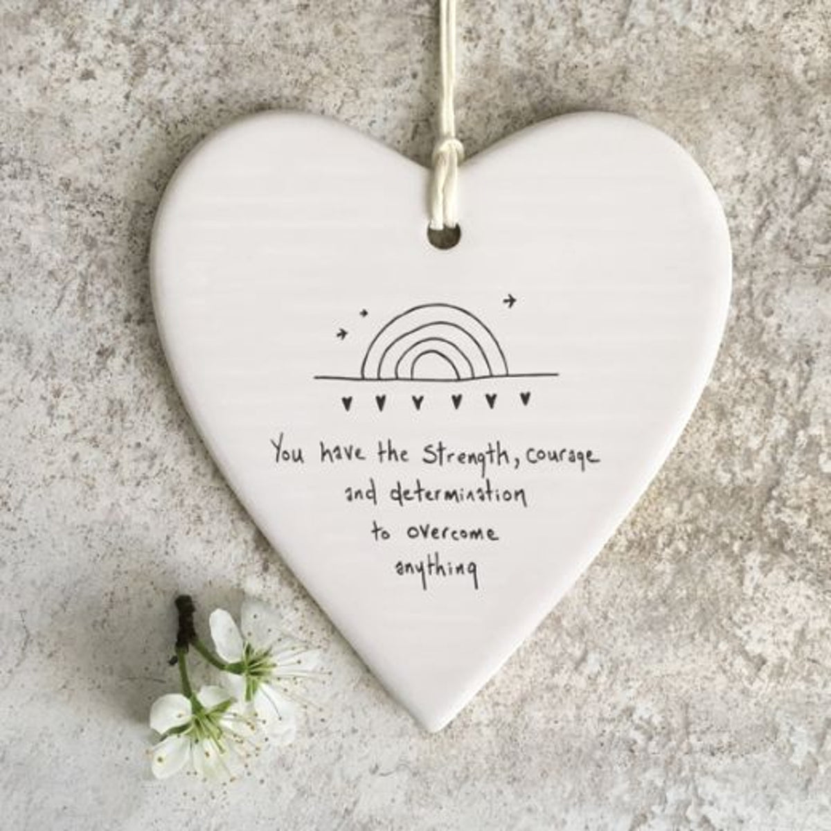 Hanging Dec: Porcelain Rainbow Strength Courage - White - East of India
