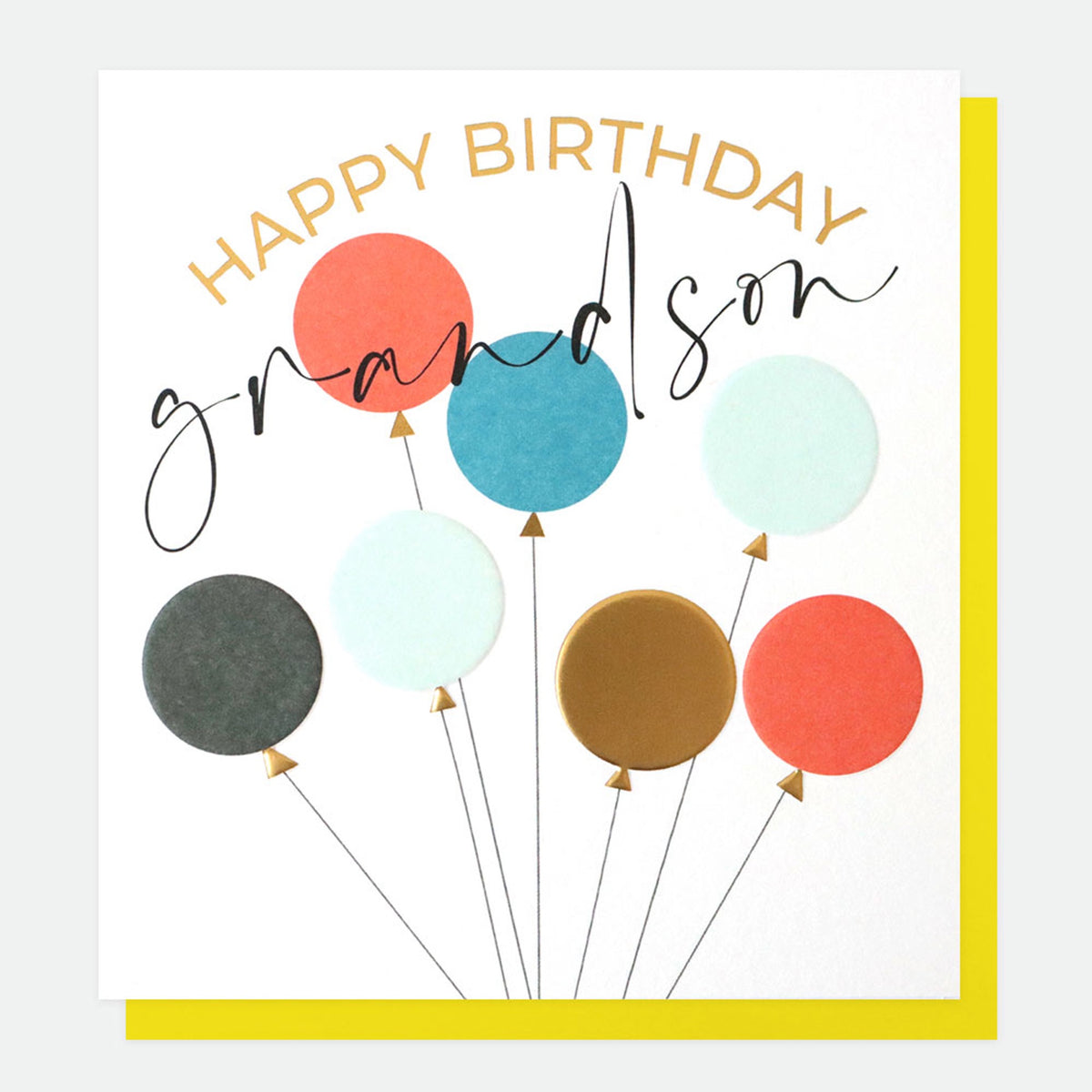 Grandson Card: Balloons Gold Foil - Colourful - Caroline Gardner