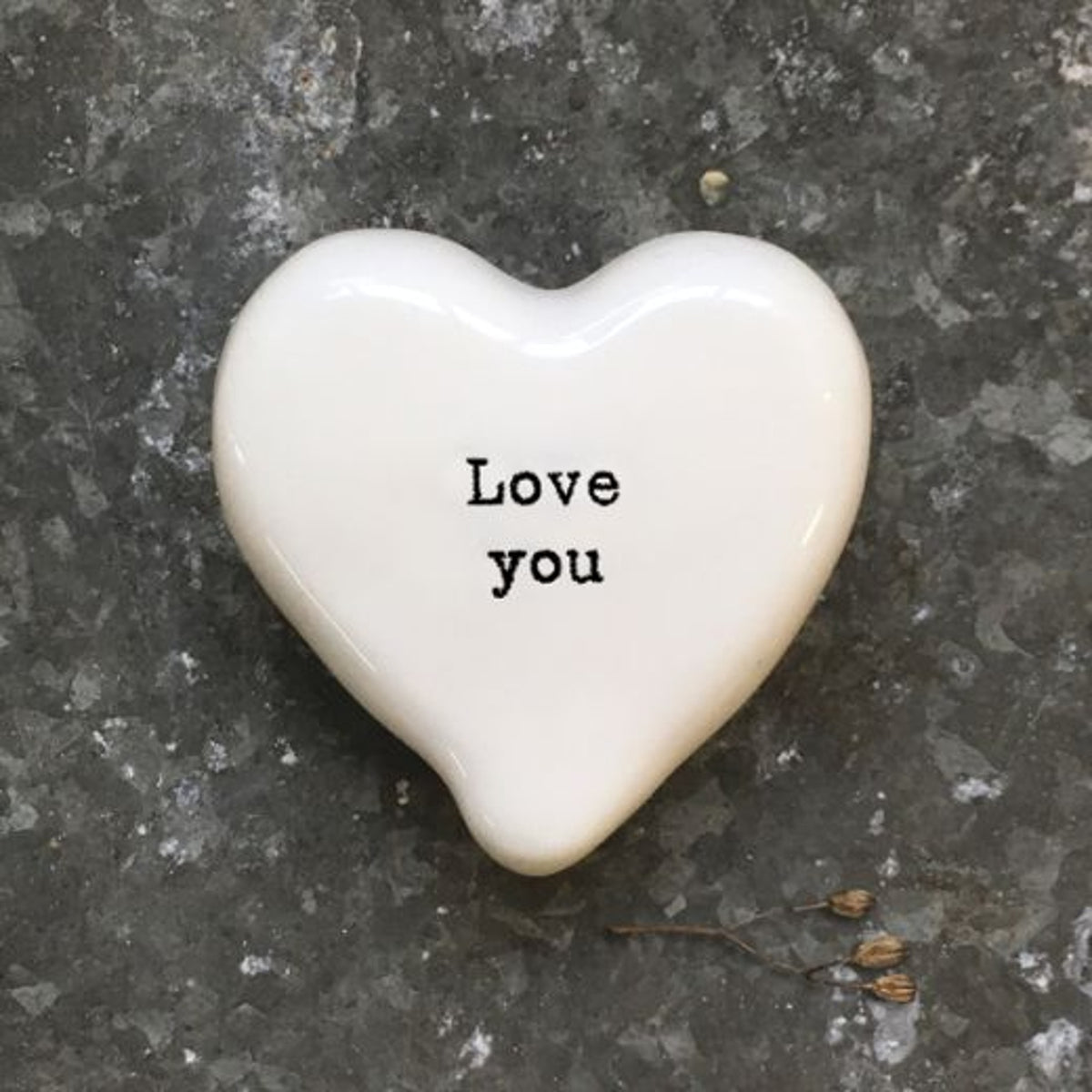 Heart Pebble: Porcelain Token Love you - White