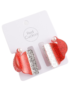 Christmas Hair Clip: Santa Hat 2 Pair Claw Design