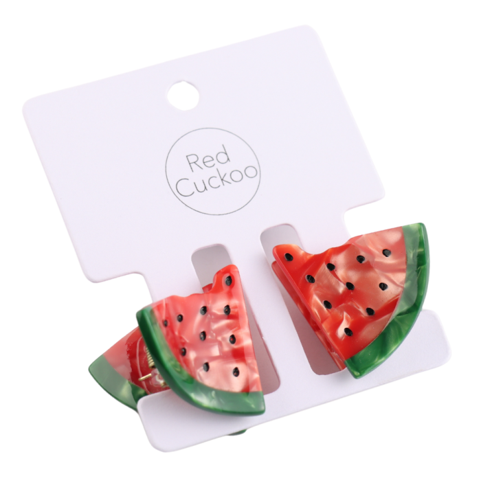 Hair Claw: Pack 2 Watermelon Shaped  - Red - Red Cuckoo