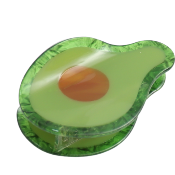 Hair Claw: Large Avocado Shaped  - Green - Red Cuckoo