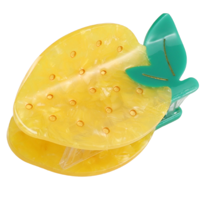Hair Claw: Medium Lemon Shaped  - Yellow - Red Cuckoo