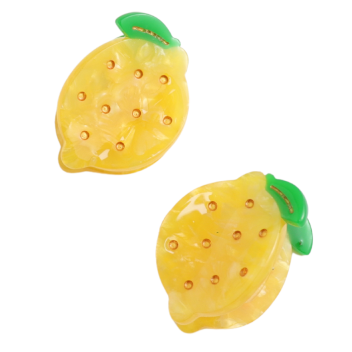 Hair Claw: Pack 2 Lemons Shaped  - Yellow - Red Cuckoo