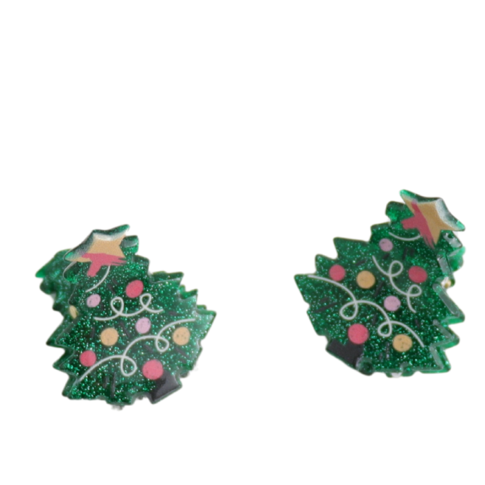 Christmas Hair Clip: Christmas Tree 2 Pair Claw Design - Pure Fashions