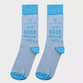 Socks: Cotton Civil Defence Beer O'Clock - Blue - Harvey Makin