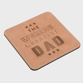 Coaster:  Faux Leather The World's Greatest Dad - Harvey Makin