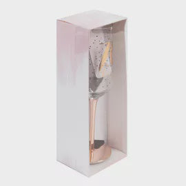 Champagne Glass: Age 70 Flute Birthday Wooo- Rose Gold - HotchPotch