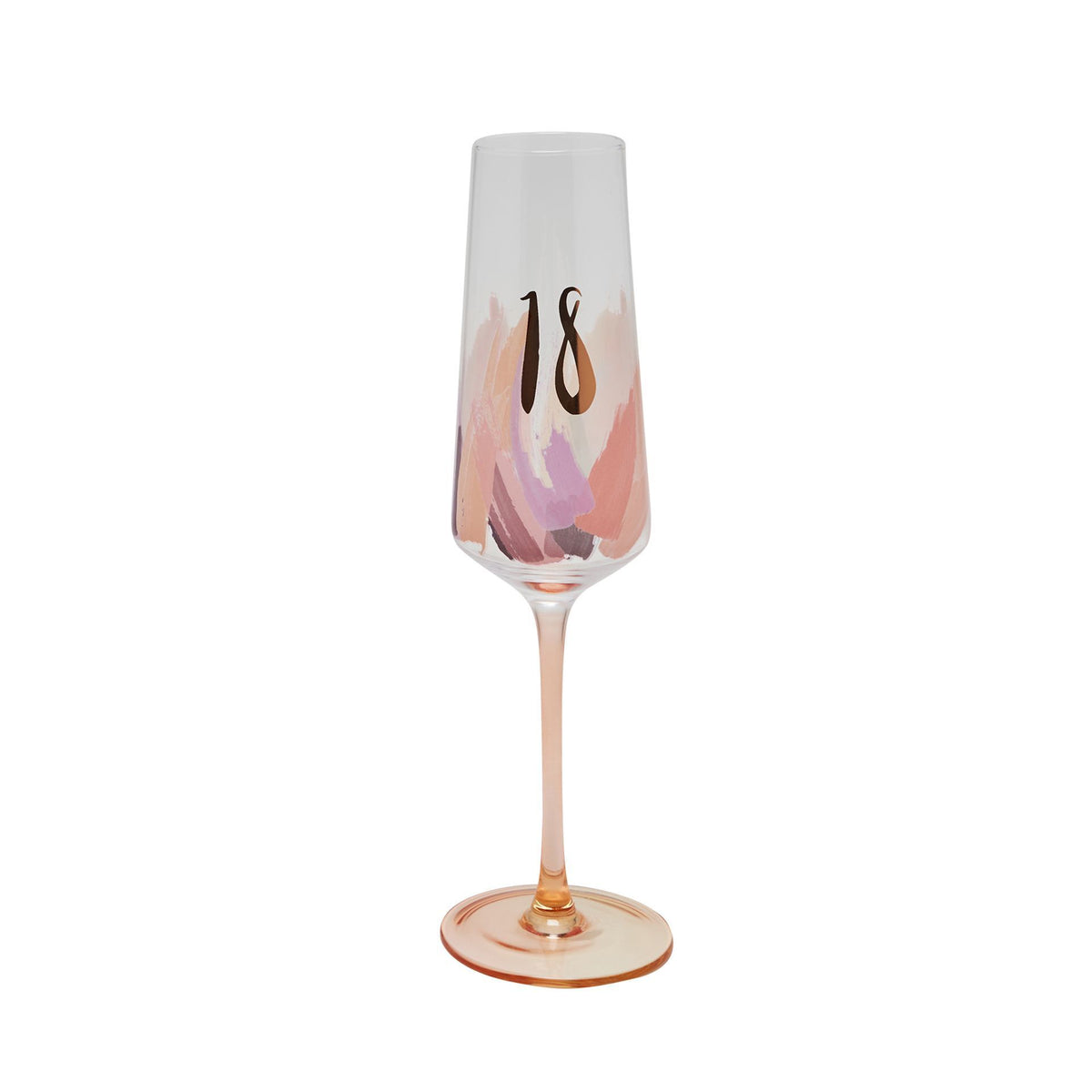 Champagne Glass: Age 18th Birthday Pastel Brushstroke - Rose Gold - Widdops