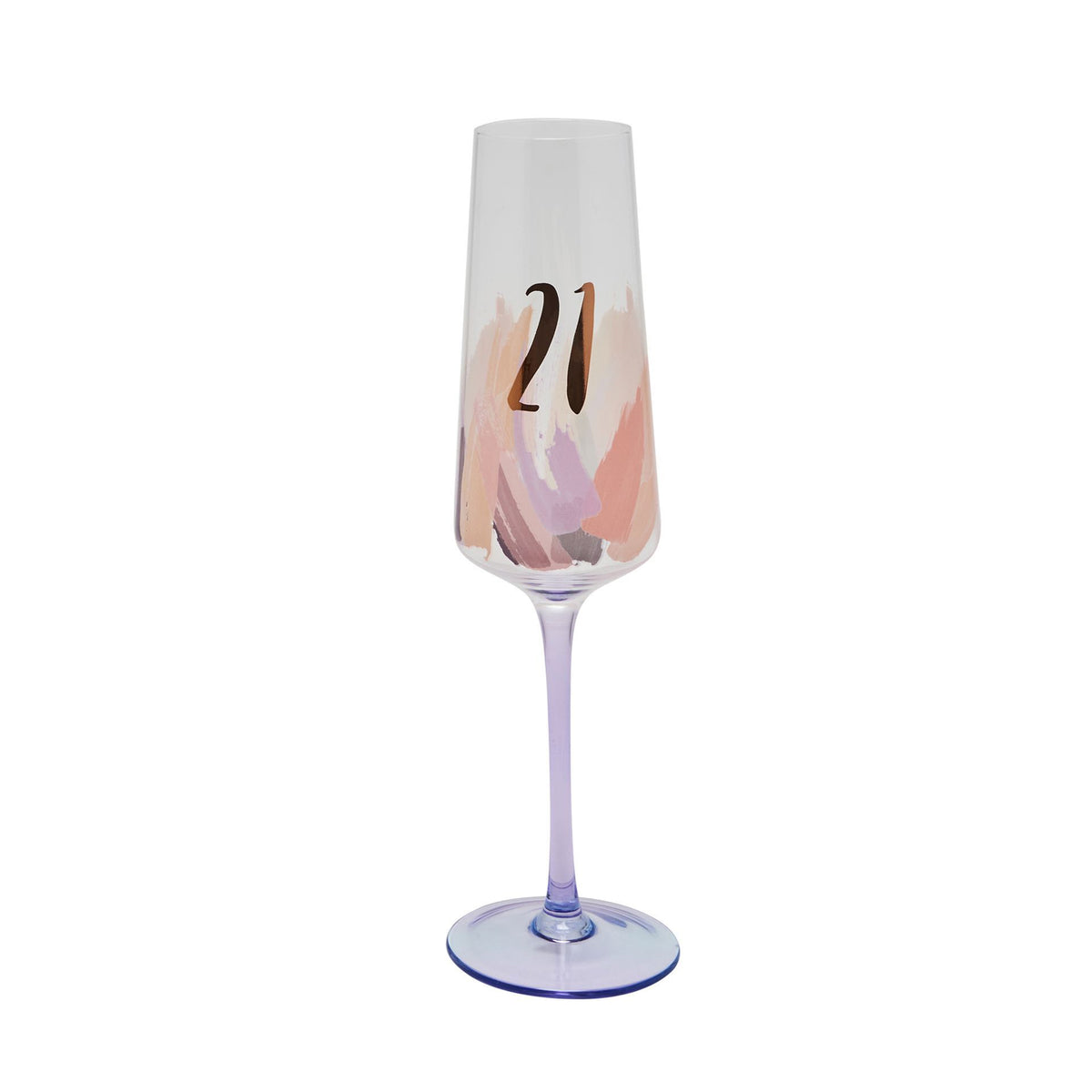 Champagne Glass: Age 21st  Birthday Pastel Brushstroke - Rose Gold - Widdops