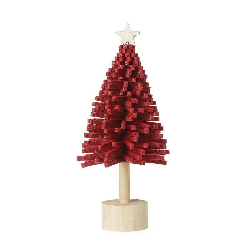 Christmas Tree Ornament: Wooden Snowflake Xmas Tree Medium - Red  - Heaven Sends
