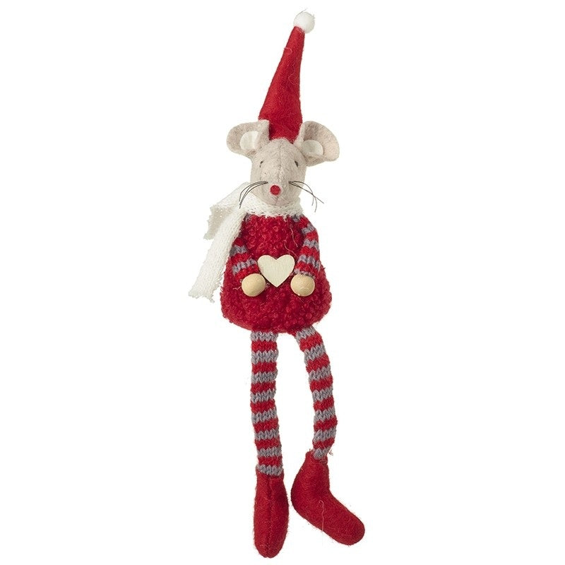 Shelf Sitter: Fabric Mouse In Xmas Jumper - Red- Heaven Sends