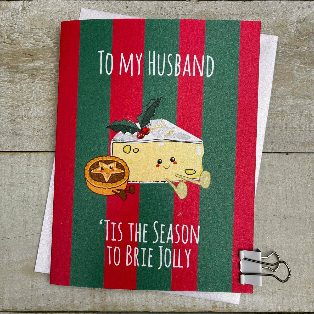 Christmas Card: To My Husband - Brie - DOODLEBUG - White Cotton Cards