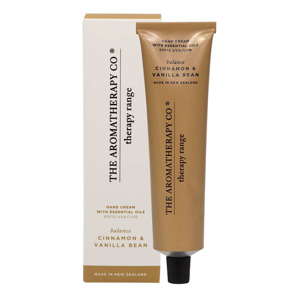 Hand Cream: Balance Therapy SP15 Cinnamon & Vanilla 80ml - Mustard Yellow - Aromatherapy Co